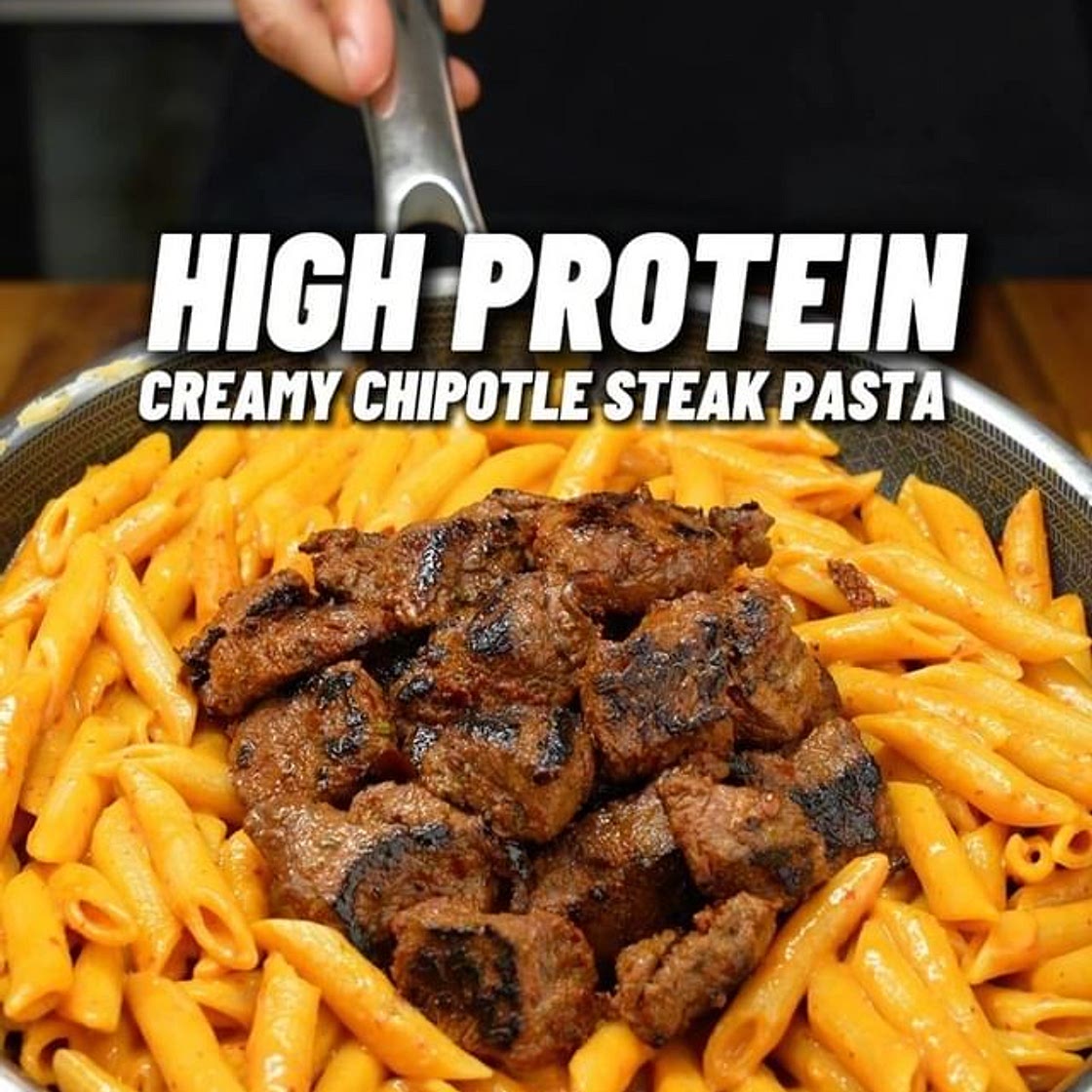 High Protein Creamy Chipotle Steak Pasta!π₯π₯©