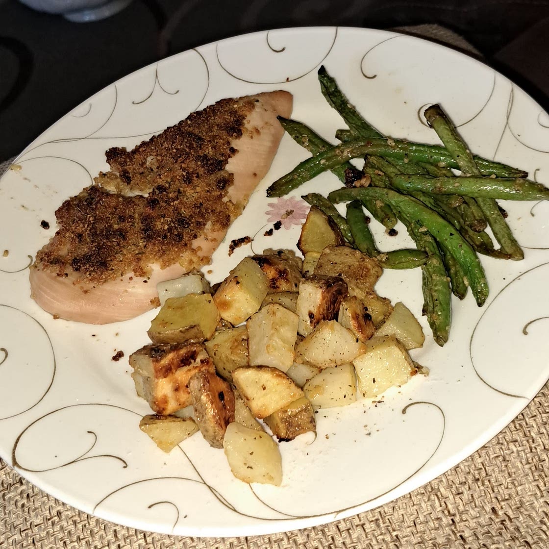 PARMESAN CRUSTED CHICKEN SHEET PAN DINNER