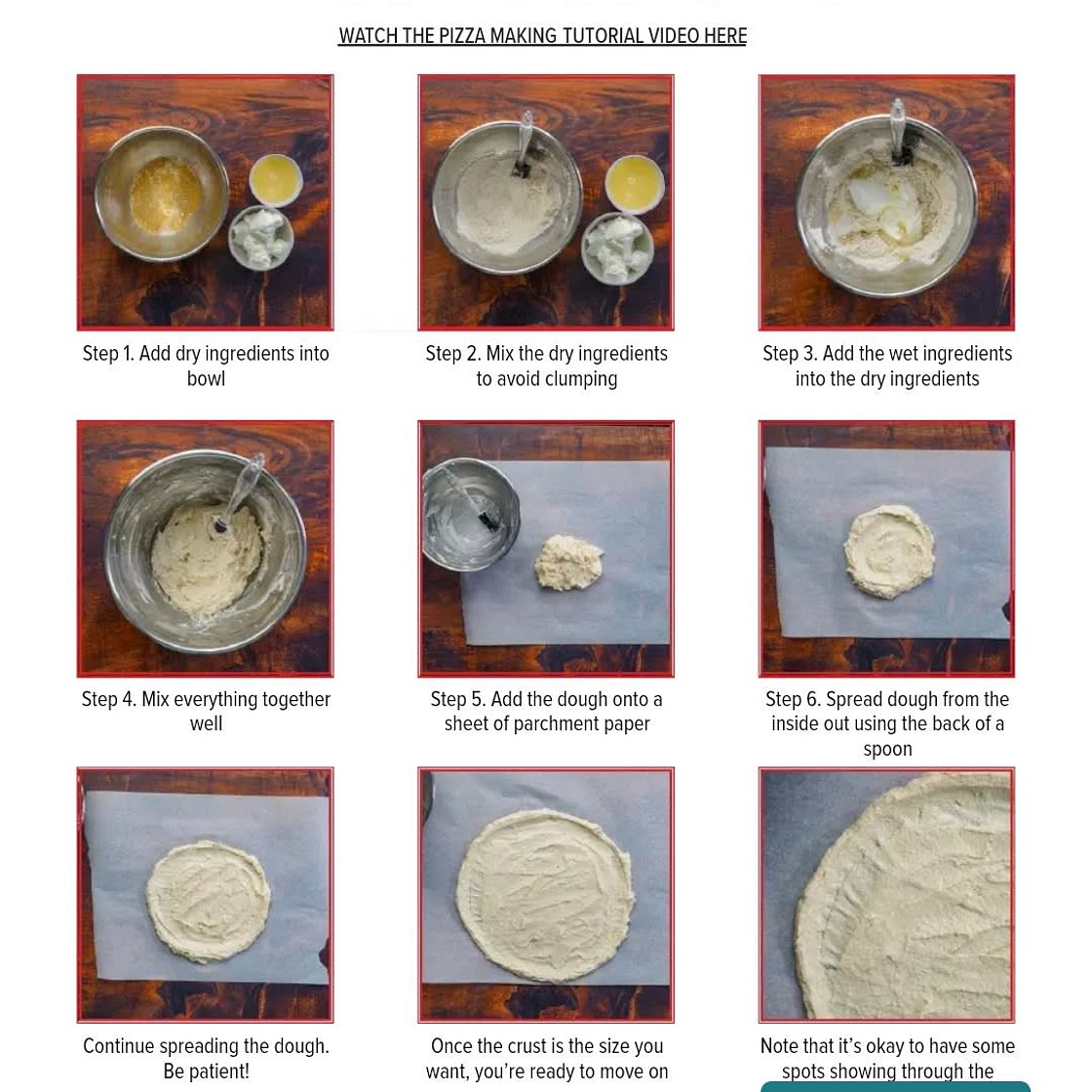 Pizza making instructions