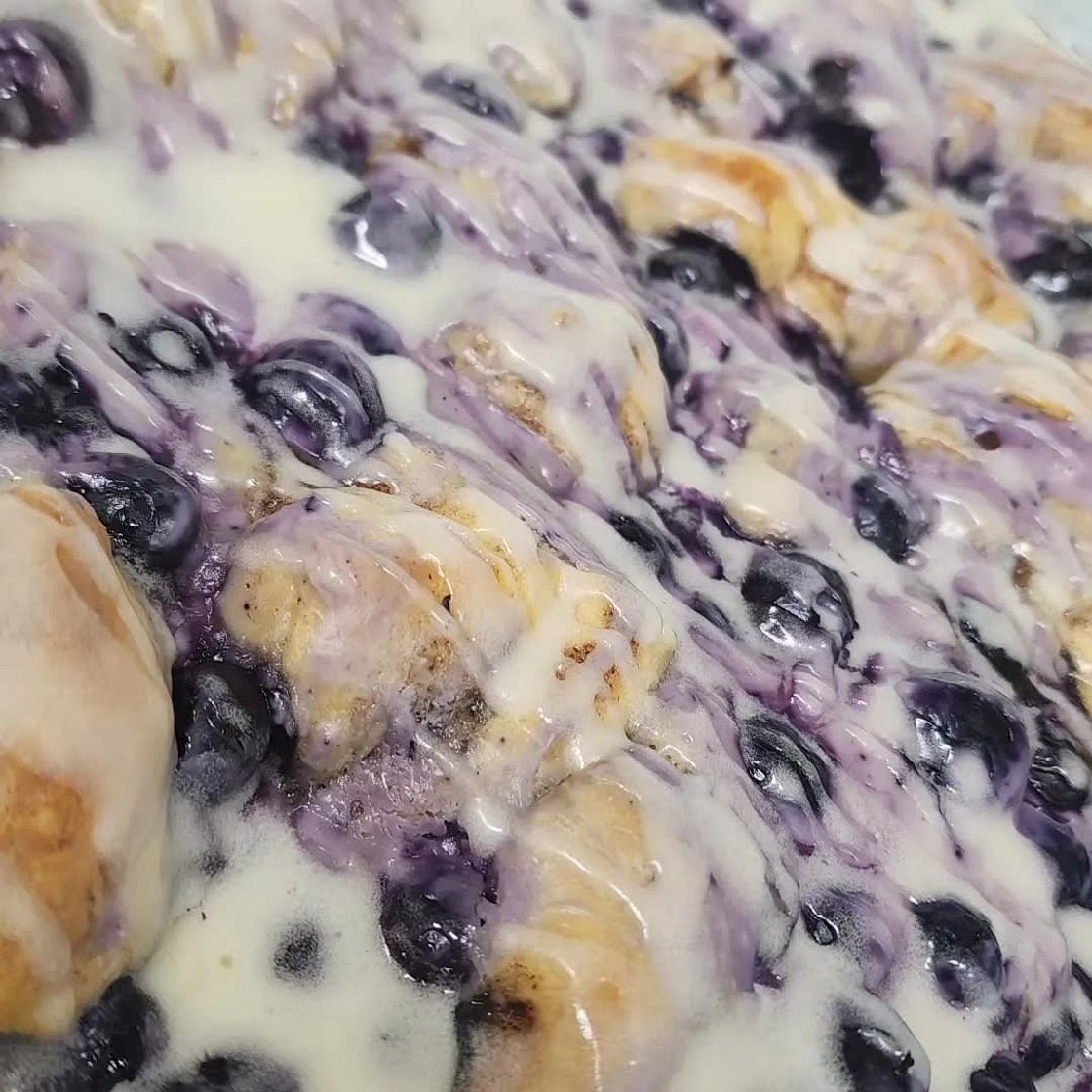 Blueberry-Lemon Cinnamon Roll Breakfast Bake