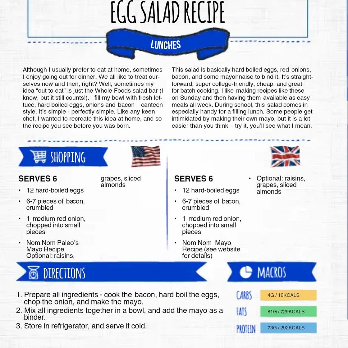 Egg salad 239cal 6 serves high protein *