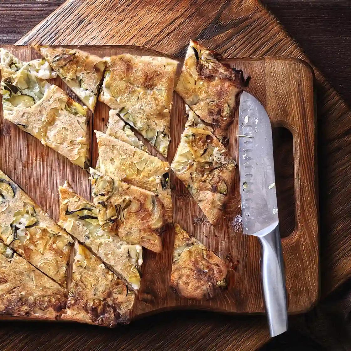Zucchini Scarpaccia Recipe with Trumpet Mushrooms