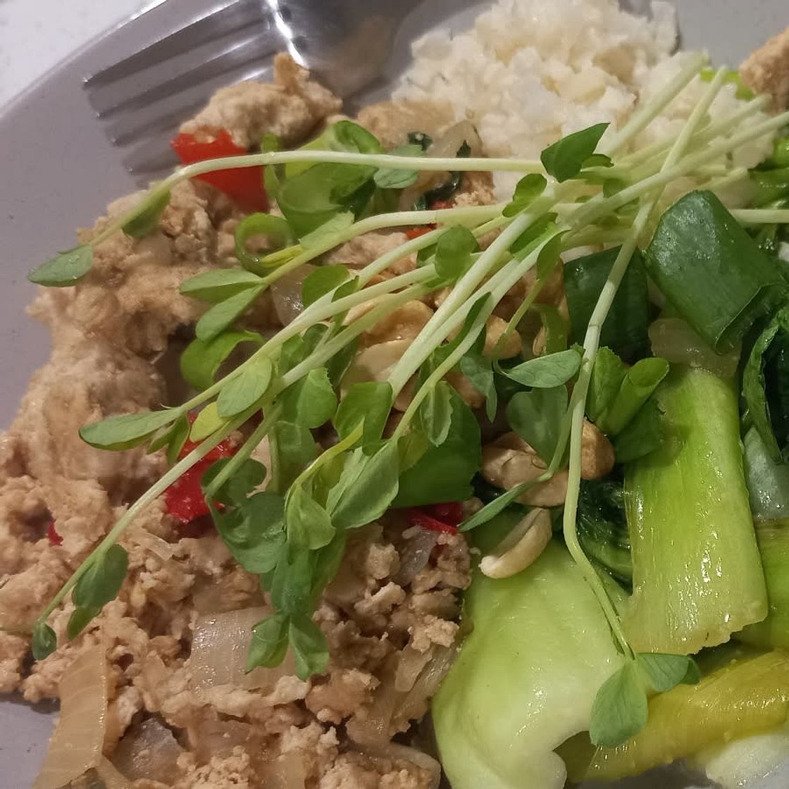 Pad Krapow Gai (spicy Thai basil chicken)