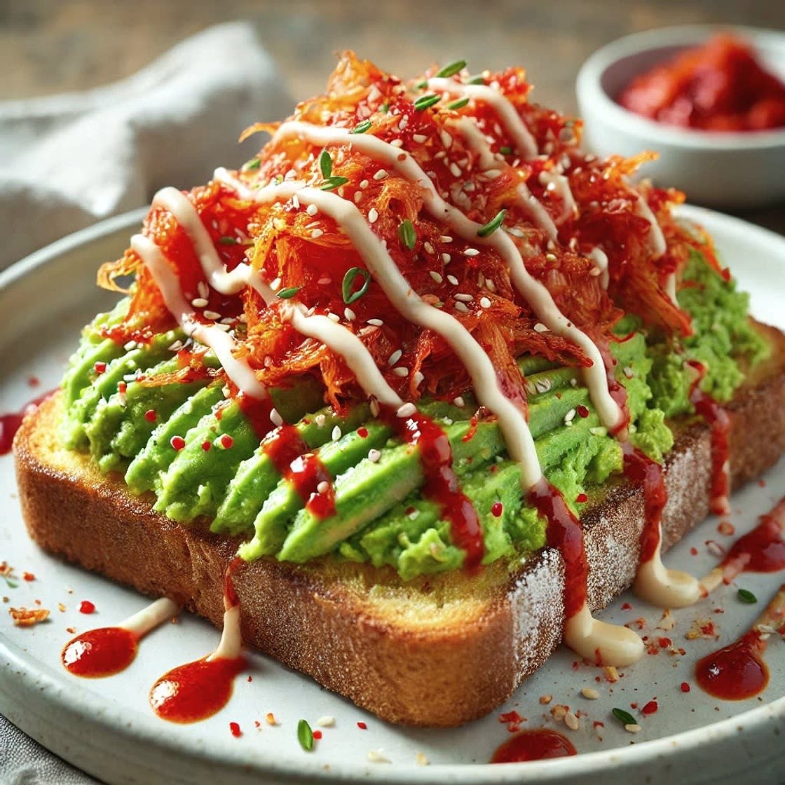 avocado kimchi toast