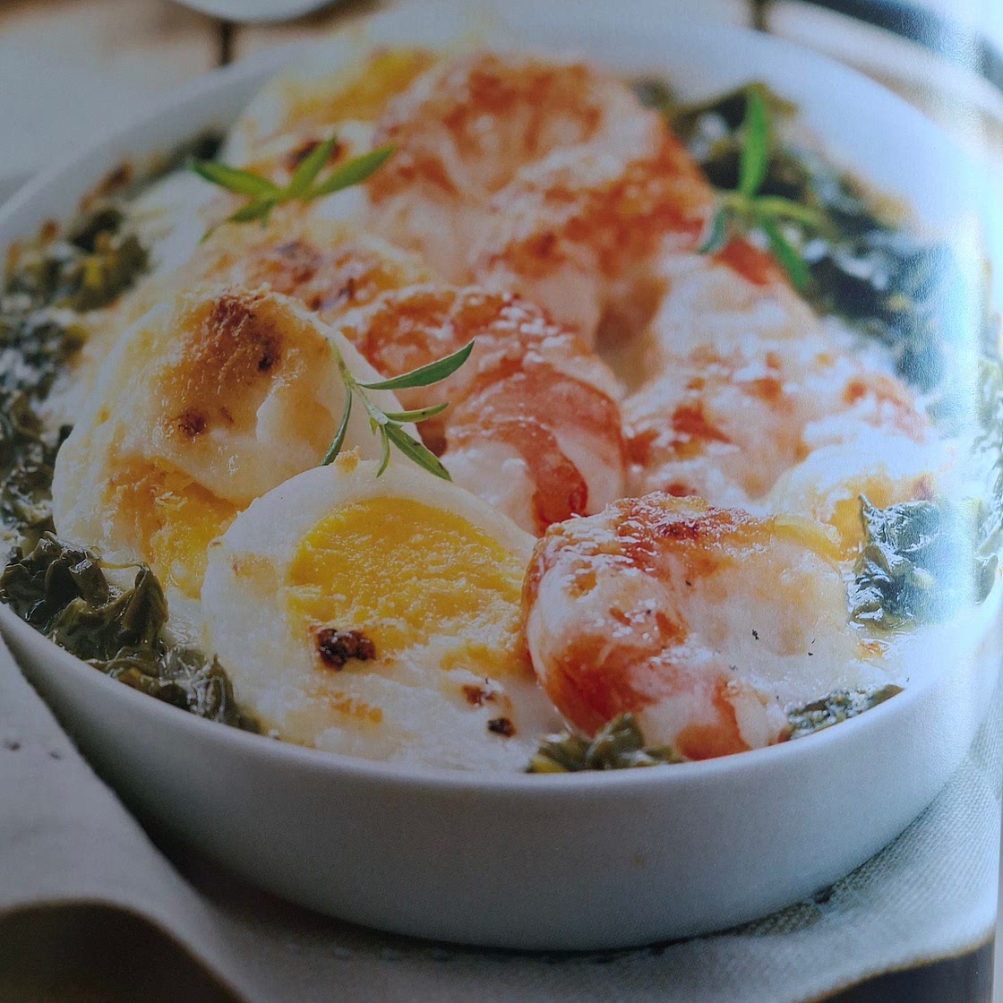 Gratin florentin met garnalen