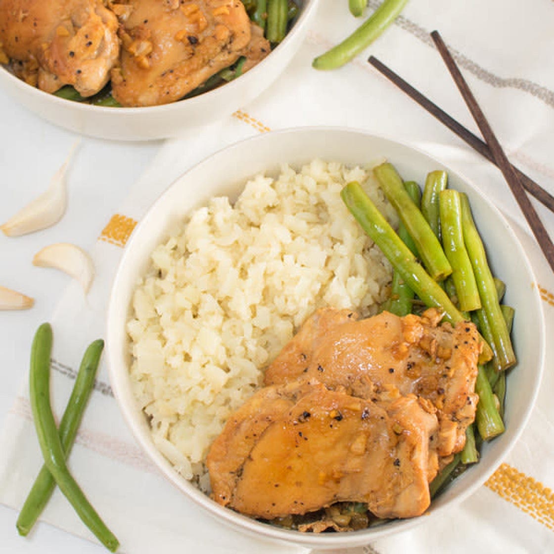 Chicken Adobo with Cauliflower Rice & Green Beans