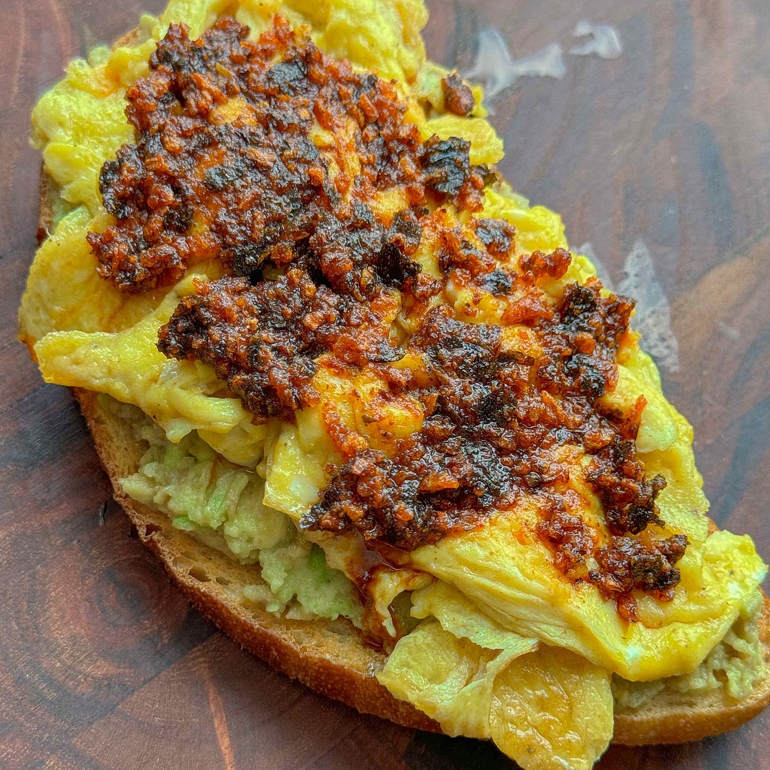 Avocado Toast With Egg And Chili Crunch 