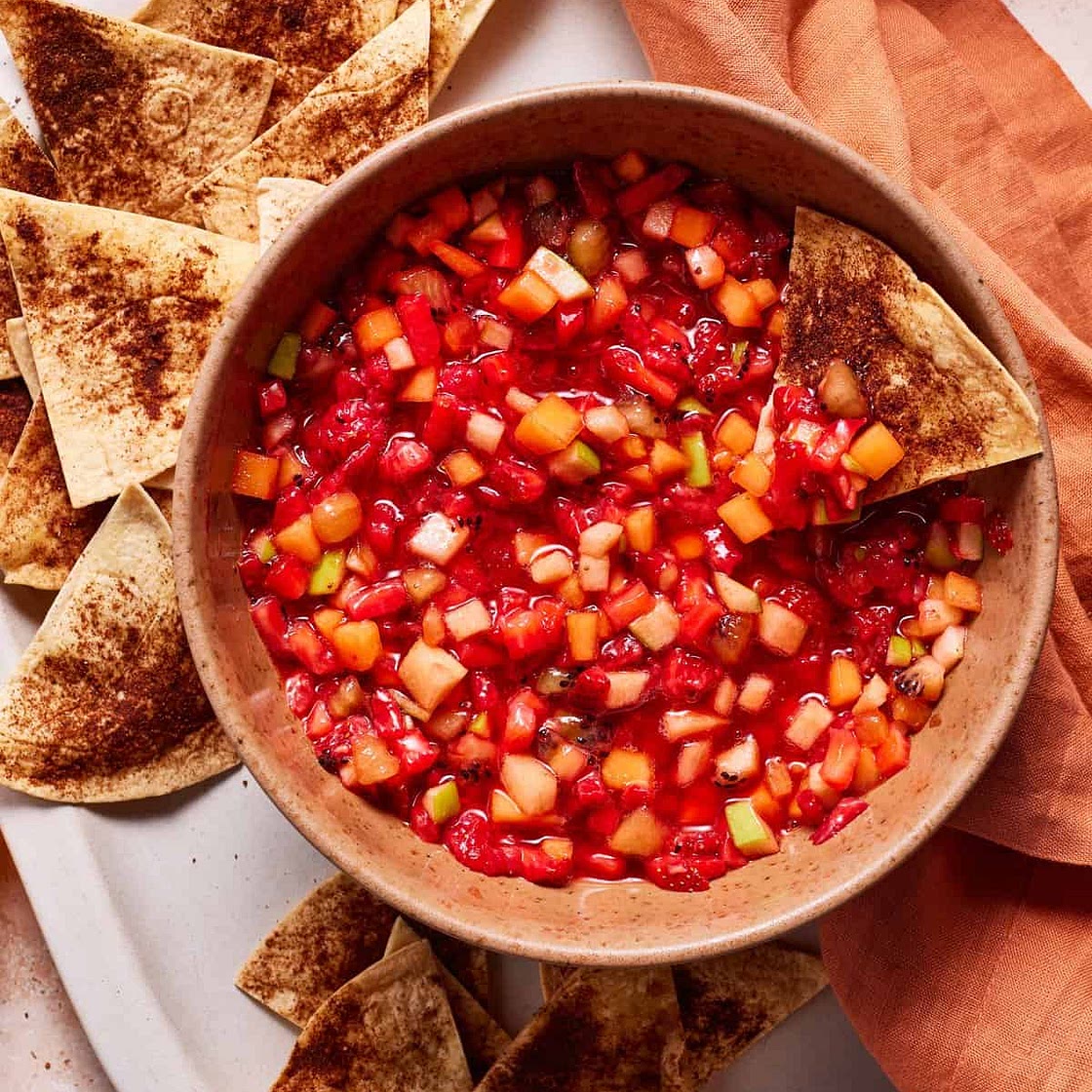 Fruit Salsa with Baked Cinnamon Sugar Chips
