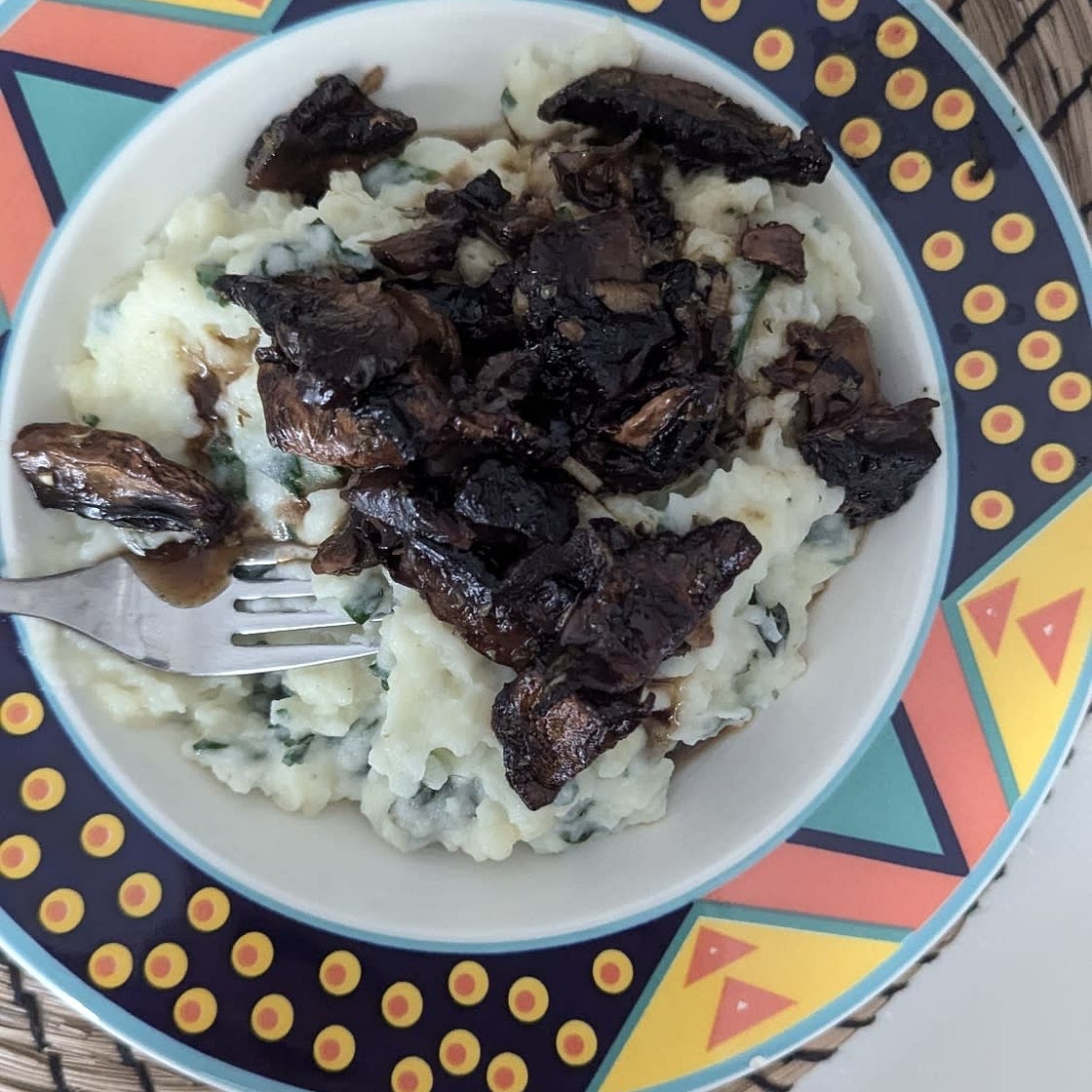 Balsamic Roasted Mushrooms with Herby Kale Mashed Potatoes