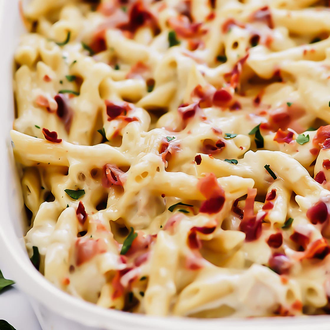Chicken Bacon Ranch Baked Penne