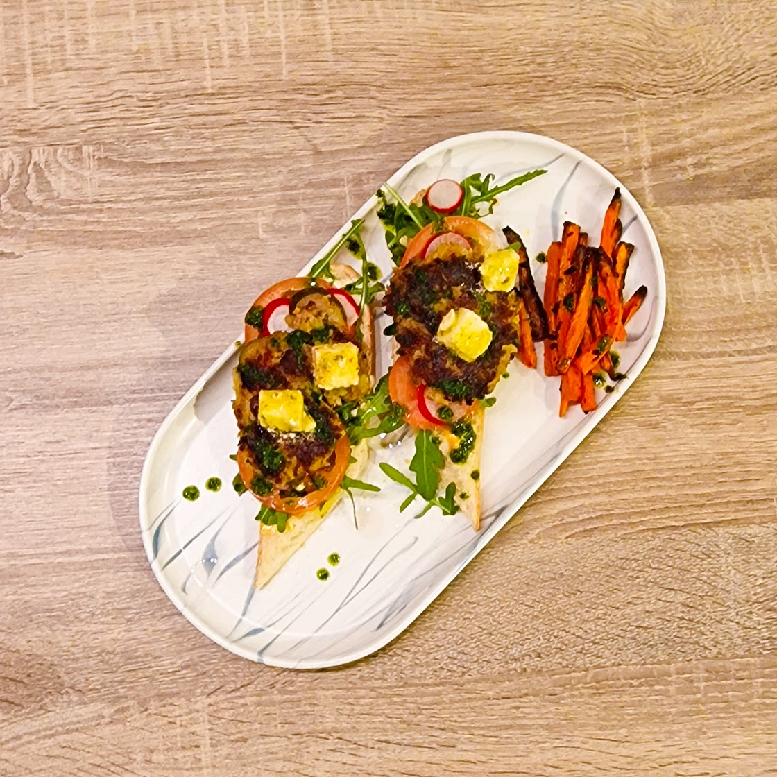 Burger iranien et frites de carottes