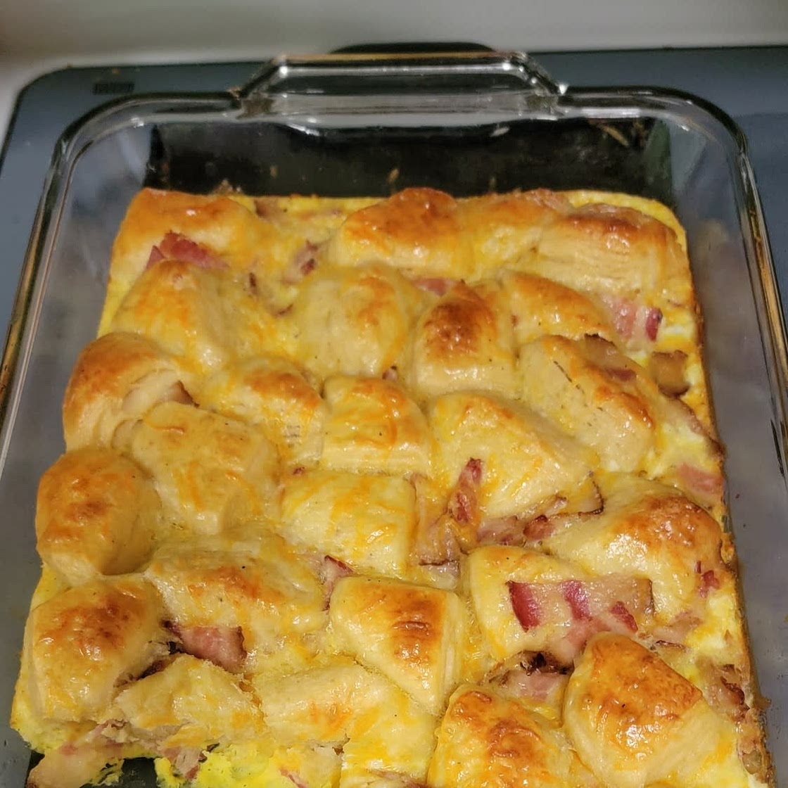 Sunday Morning Bacon, Egg & Cheese Biscuit Bake