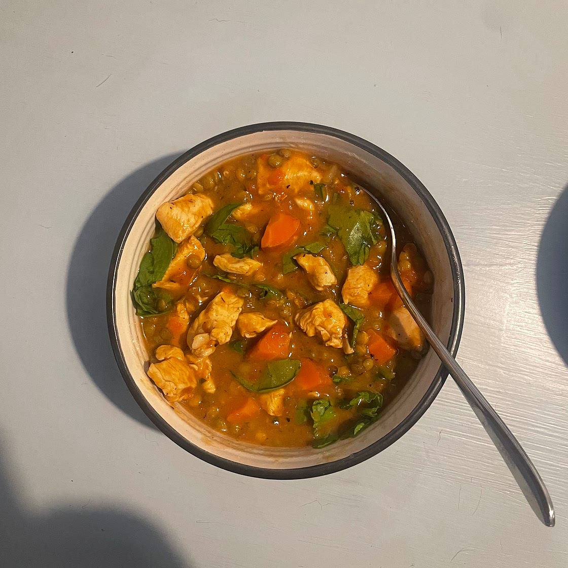 Chicken & Lentil Soup - high protein and high fibre!