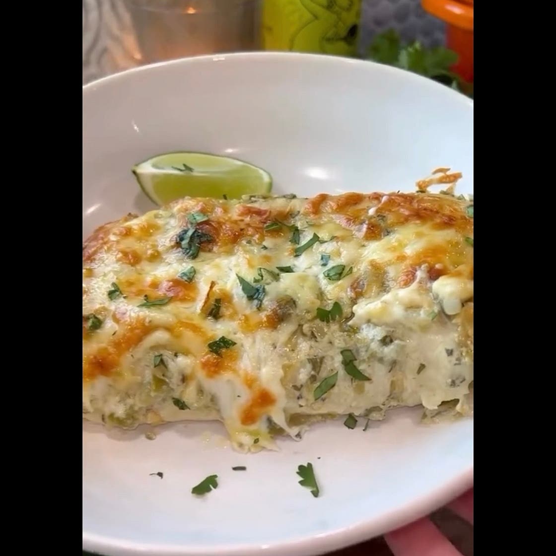 Creamy Salsa Verde Chicken Enchiladas