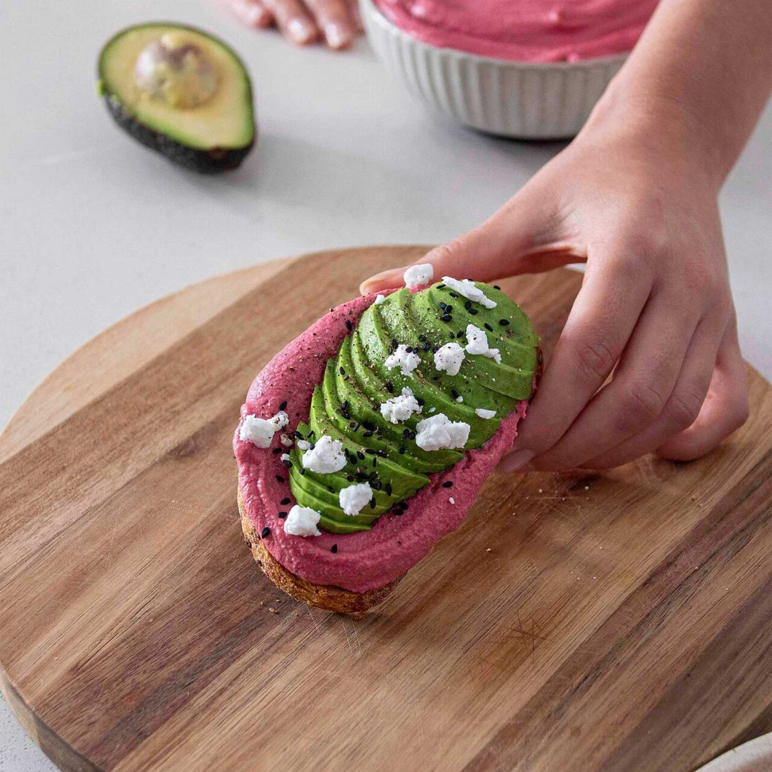 Beetroot Hummus Avocado Toast