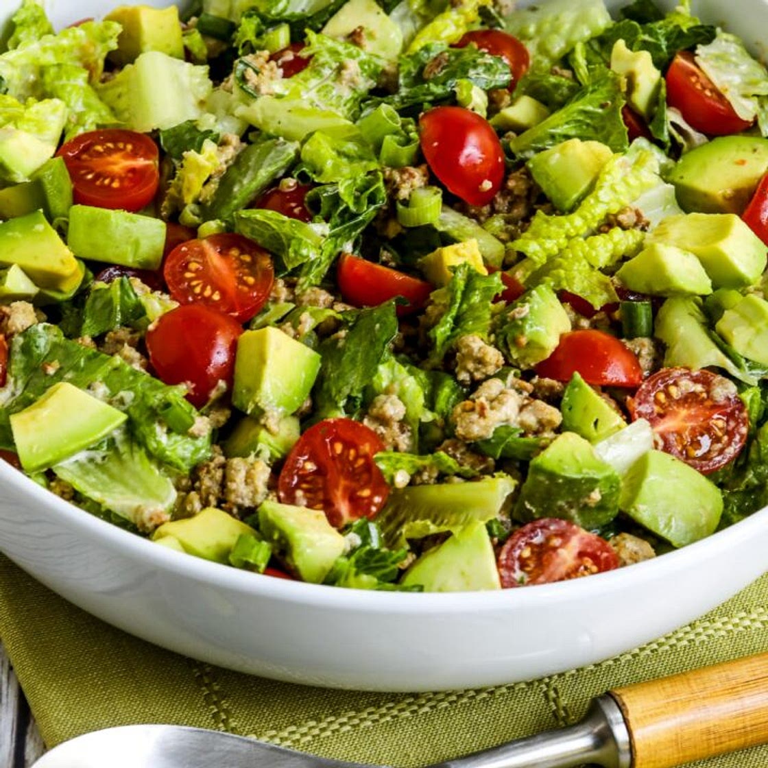 Ground Turkey Taco Salad with Salsa Verde
