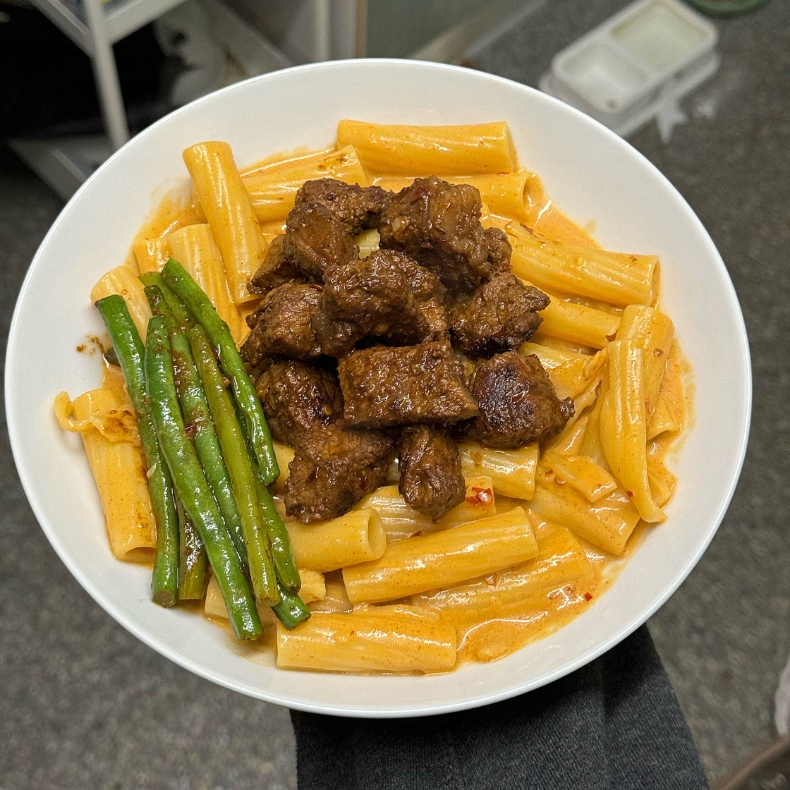 High Protein Creamy Chipotle Steak Pasta!π₯π₯©