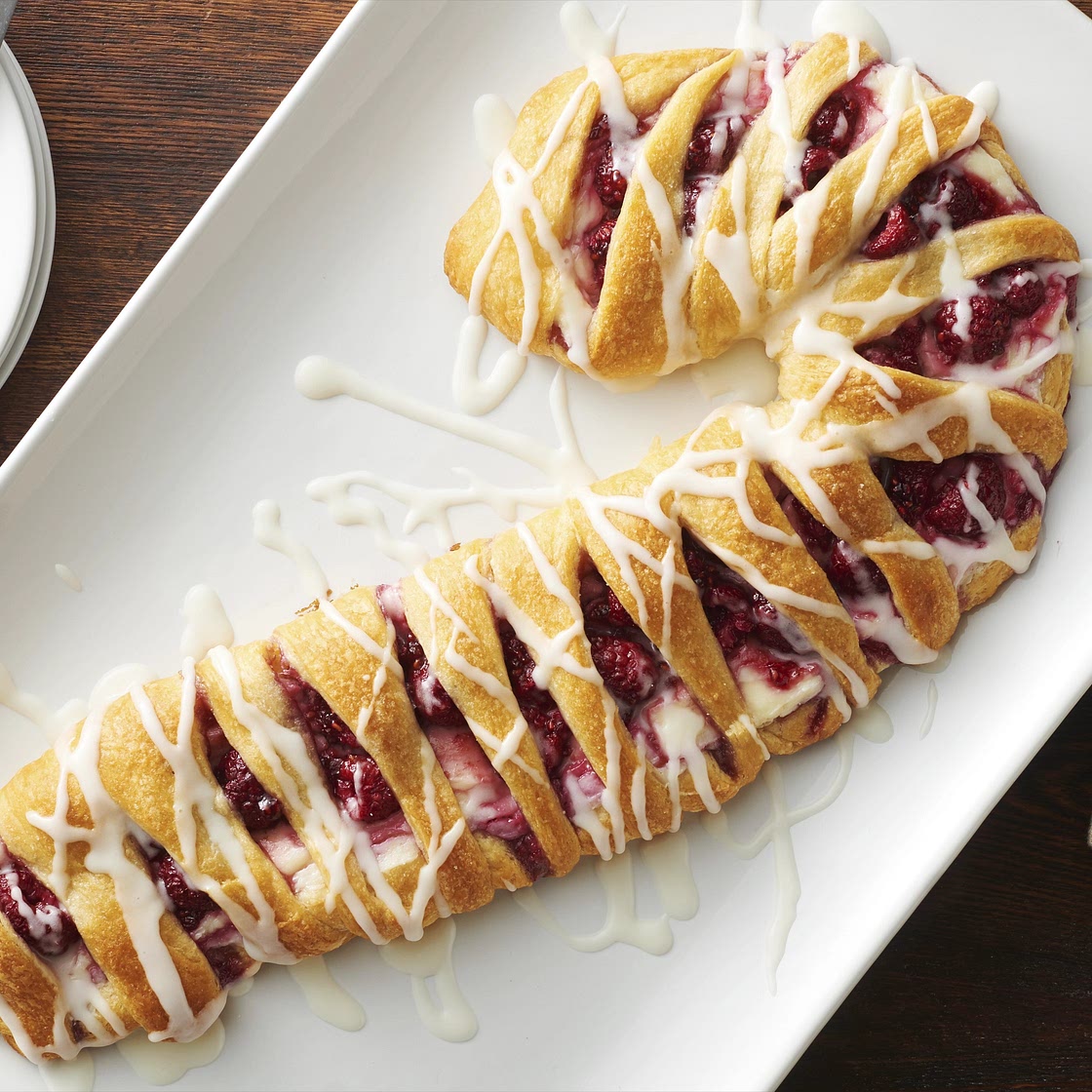 Raspberry-Cream Cheese Candy Cane Crescent Danish