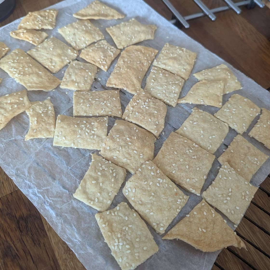 Homemade artisan crackers - sesame sea salt flavour