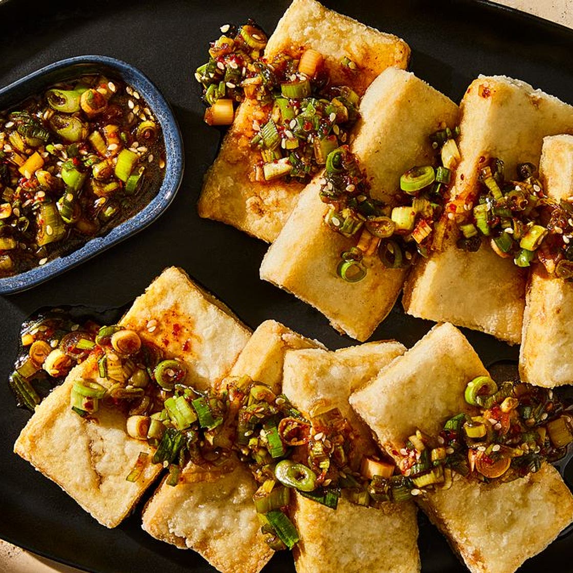 Crispy Pan-Fried Tofu With Soy-Scallion Sauce
