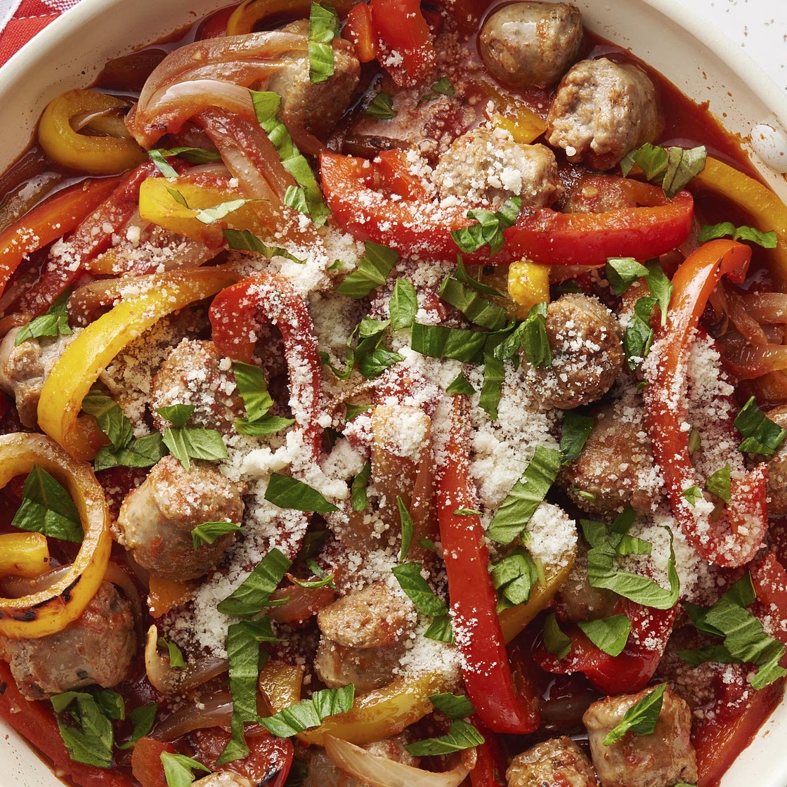 Turkey Sausage, Pepper and Onion Skillet