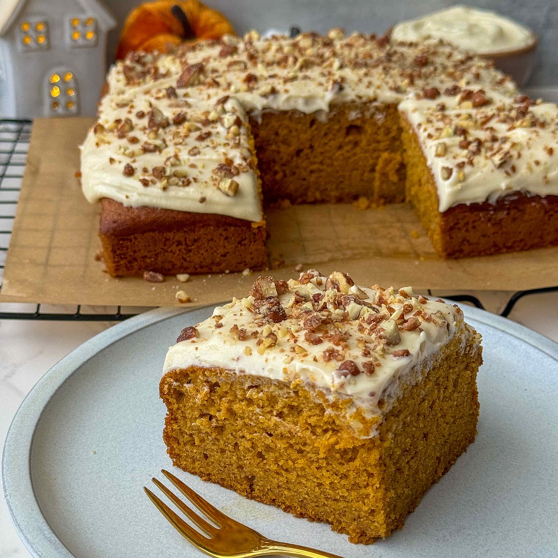 Pumpkin Cake with Cream Cheese Frosting 