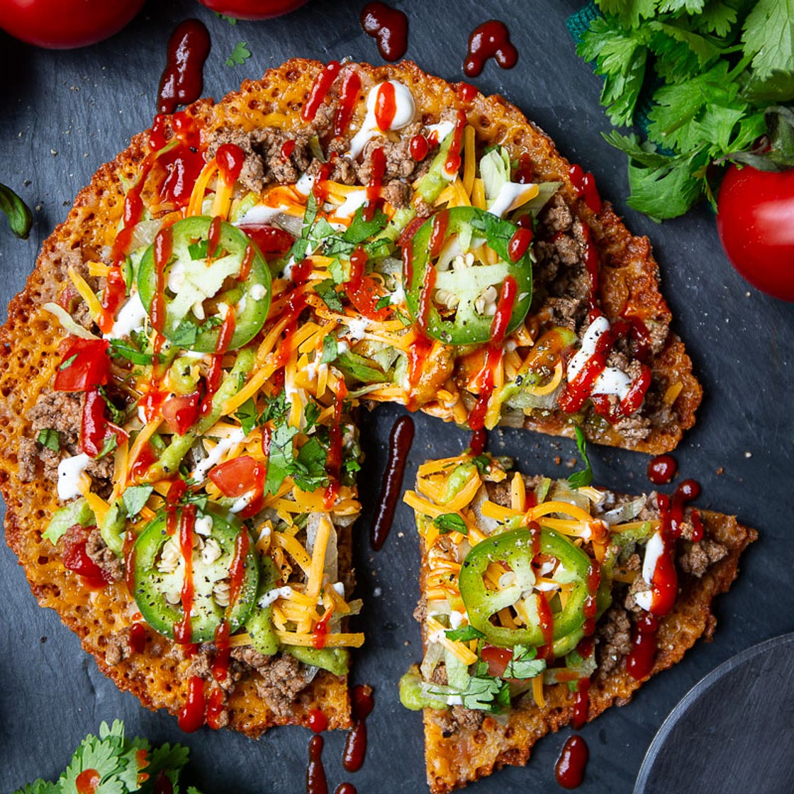 Keto Mexican Pizza on a Cheddar Cheese Crust