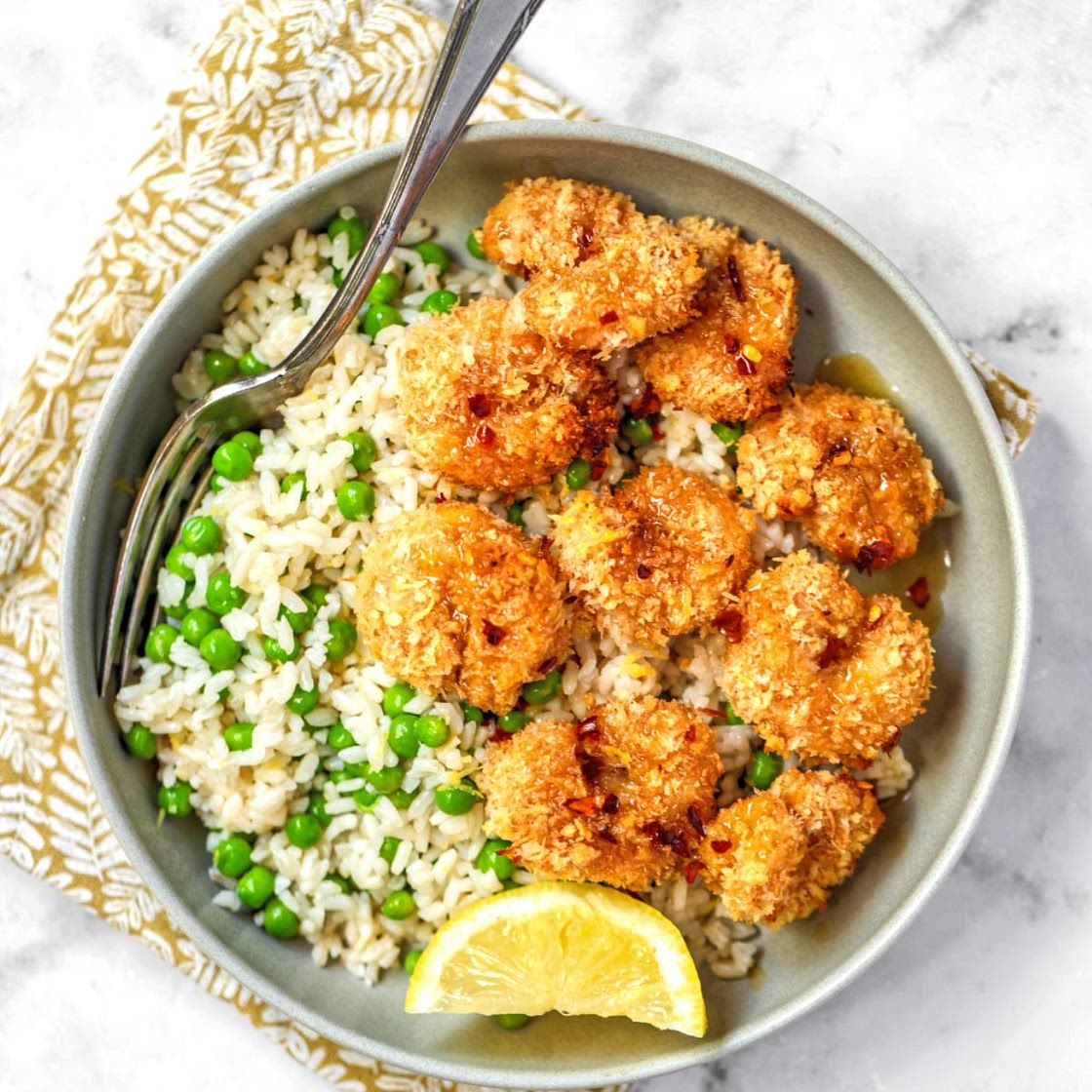 Crispy Coconut Shrimp with Rice
