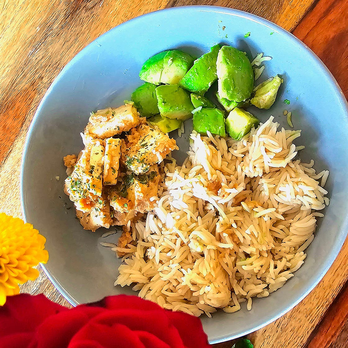 PCOS meal: Tofu and Peanut Sauce with side of Avocado