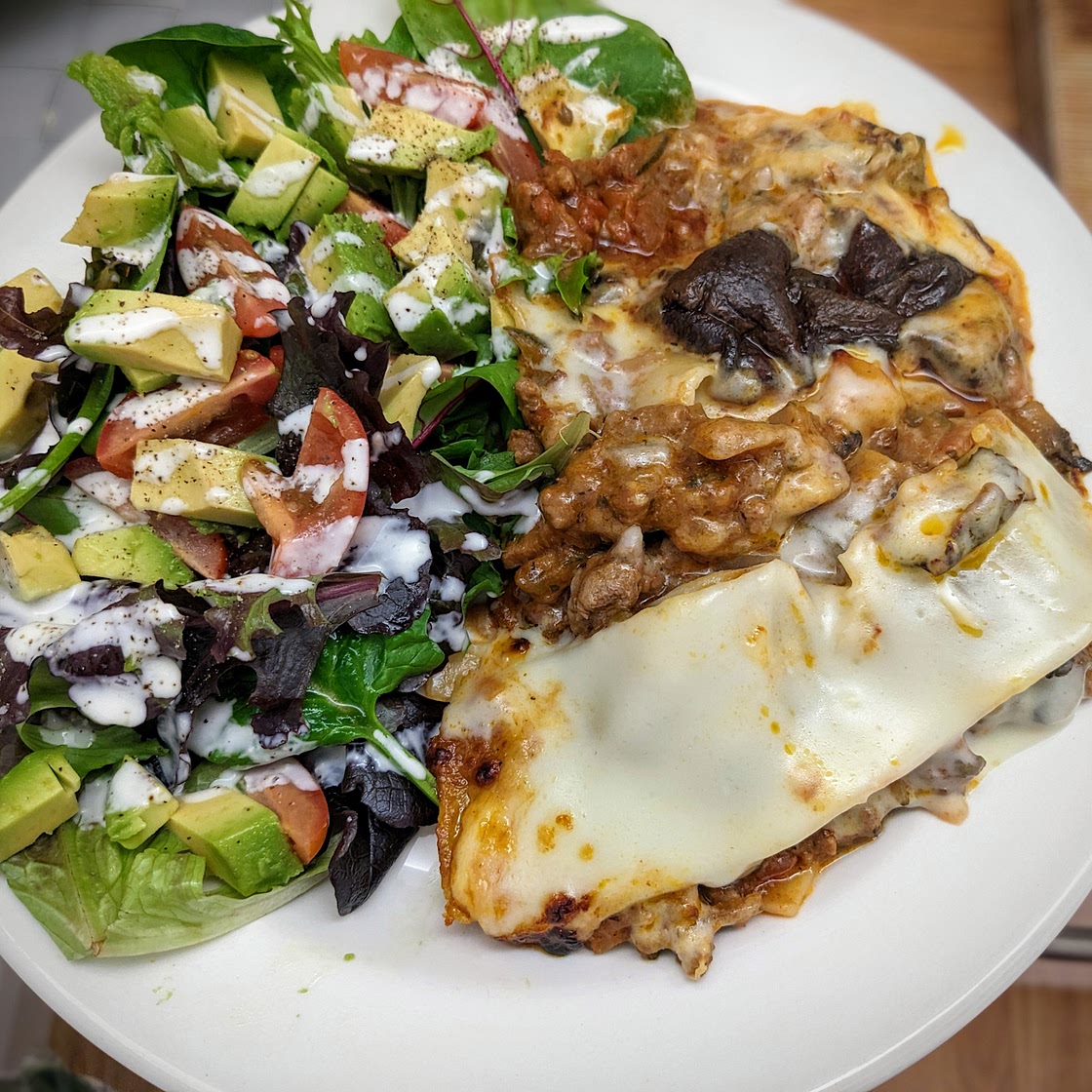 Lasagne and salad