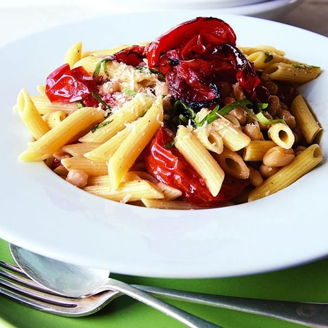 Penne with Roasted Tomatoes, Garlic, and White Beans - Ellie Krieger