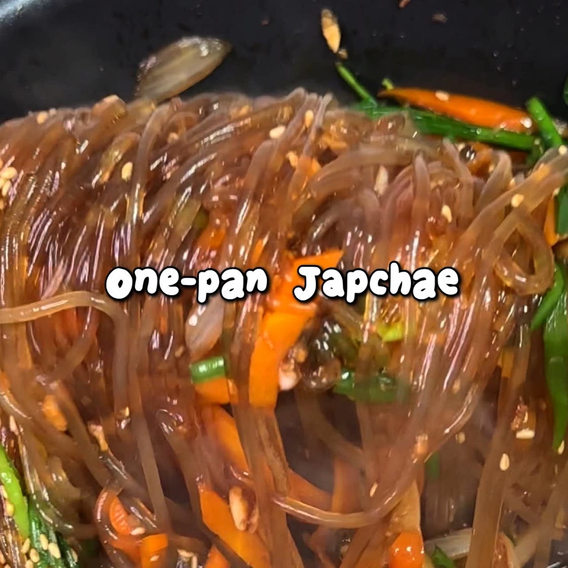 One-pan Japchae (Korean stir-fried glass noodles)