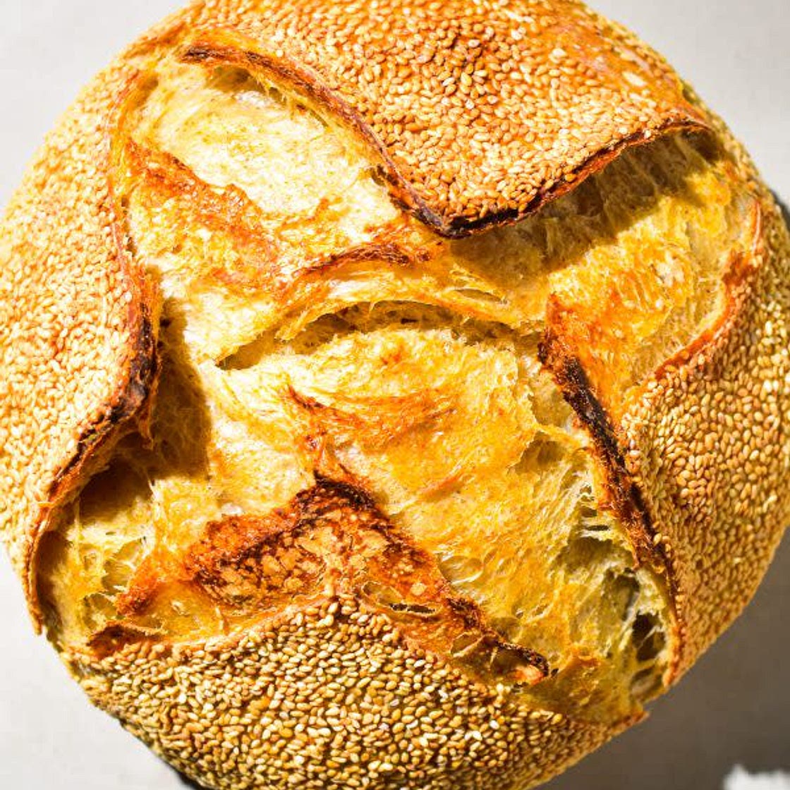 Herb infused sourdough with honey and lavender syrup