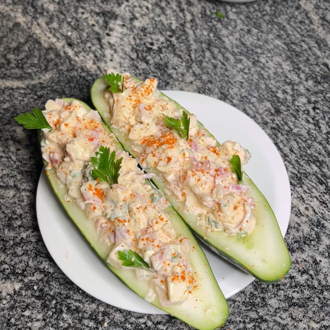 Egg Salad Cucumber boat