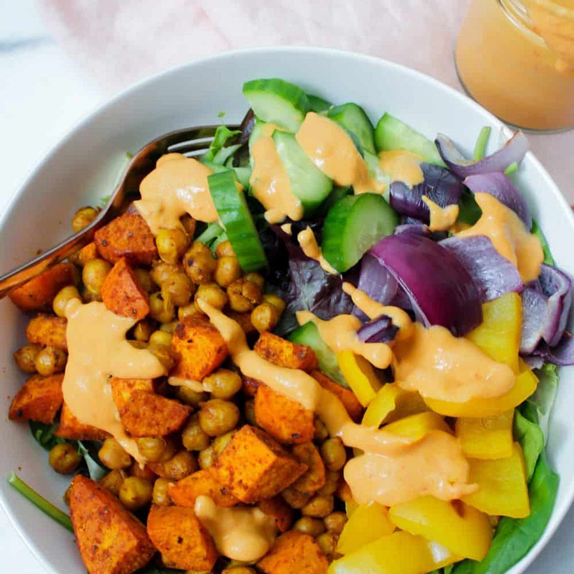 Curried Sweet Potato and Chickpea Bowls