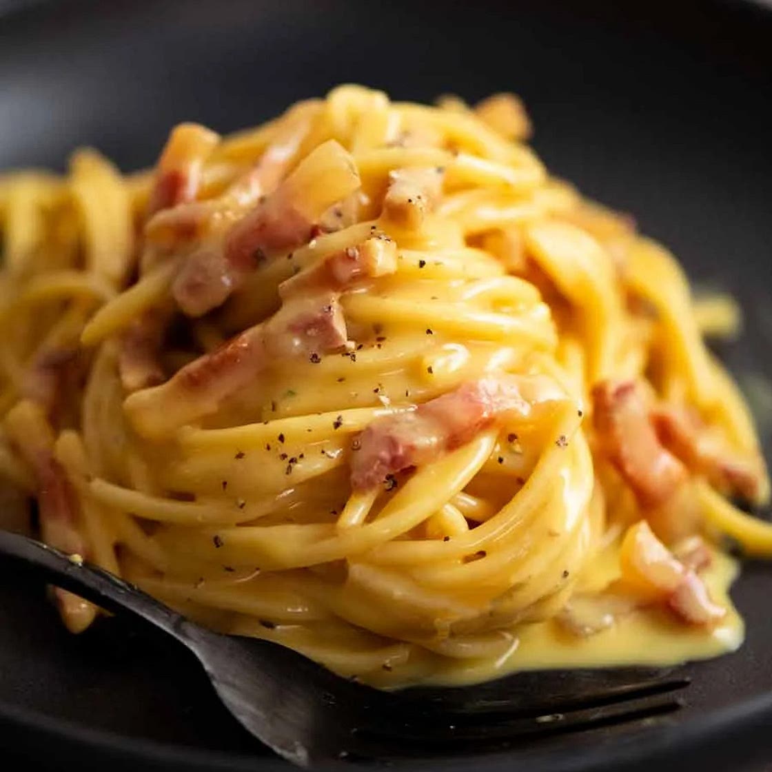 Carbonara with Black Pepper Tagliatelle