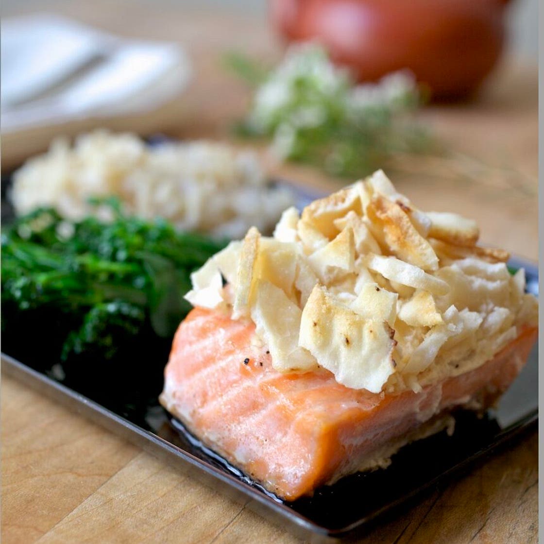 Roast Salmon with Hot Mustard-Cracker Topping | Sara Moulton