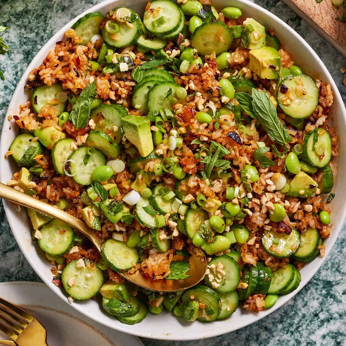 Crispy Rice Salad With Lemon Tahini Dressing