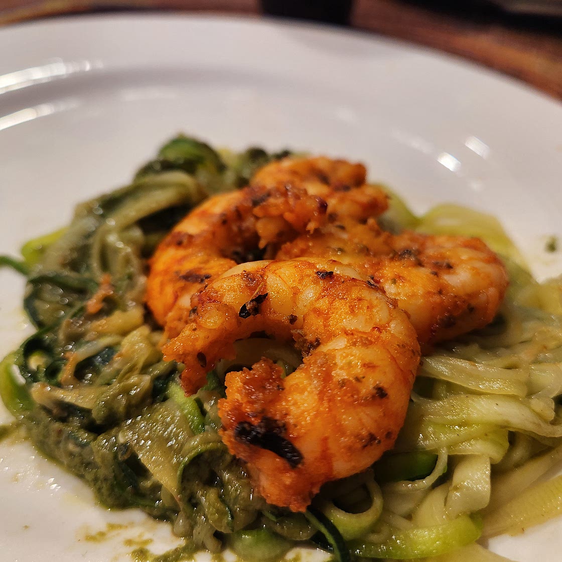 Basil Pesto Shrimp with Zucchini Noodles