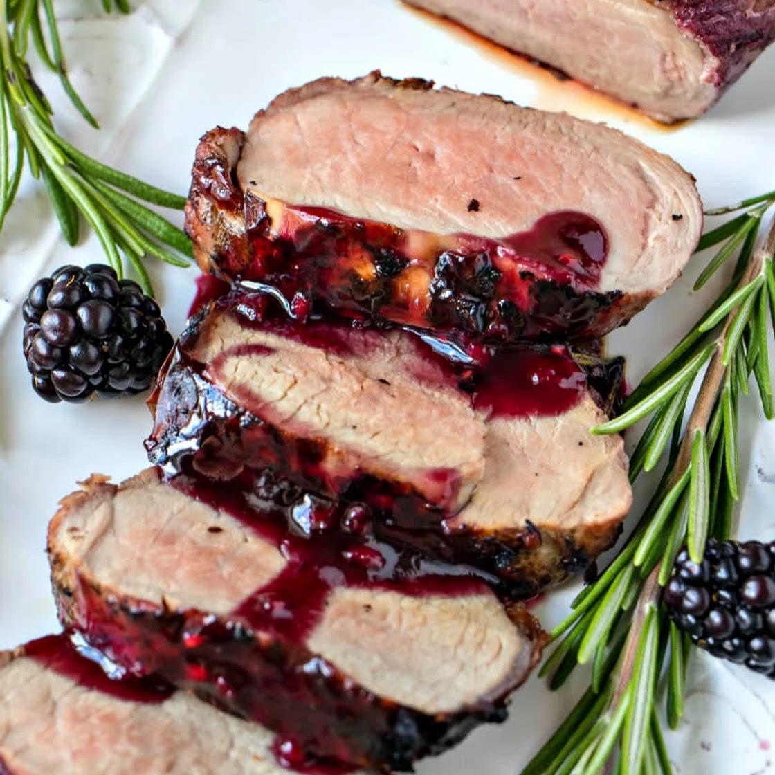 Chili-Spiced Pork Tenderloin with Caramelized Blackberry Sauce