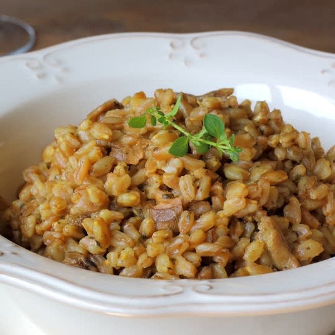 Farro Mushroom Risotto (Freezer/Vegetarian/Low Cholesterol/Diabetic Friendly)