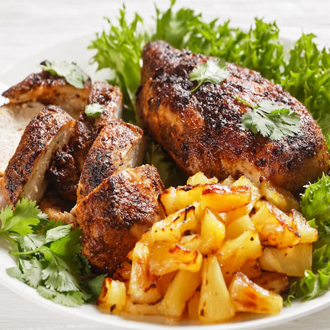 Jerk Chicken with Pineapple Black Bean Salsa (Low Sodium/Diabetic Friendly/Gluten Free/Dairy Free)