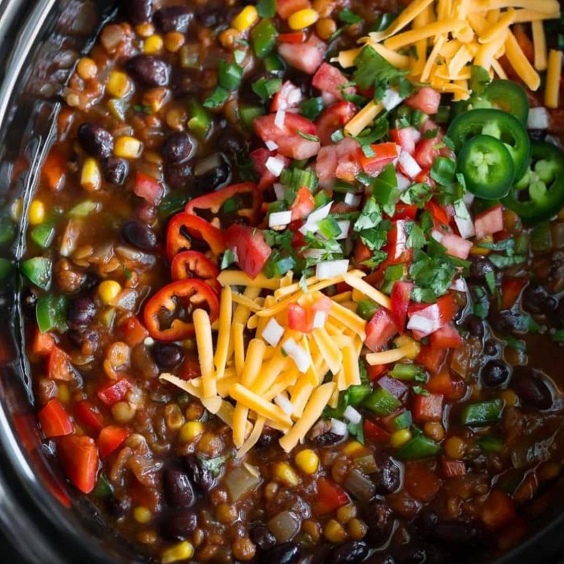 Slow Cooker Lentil Taco Chili