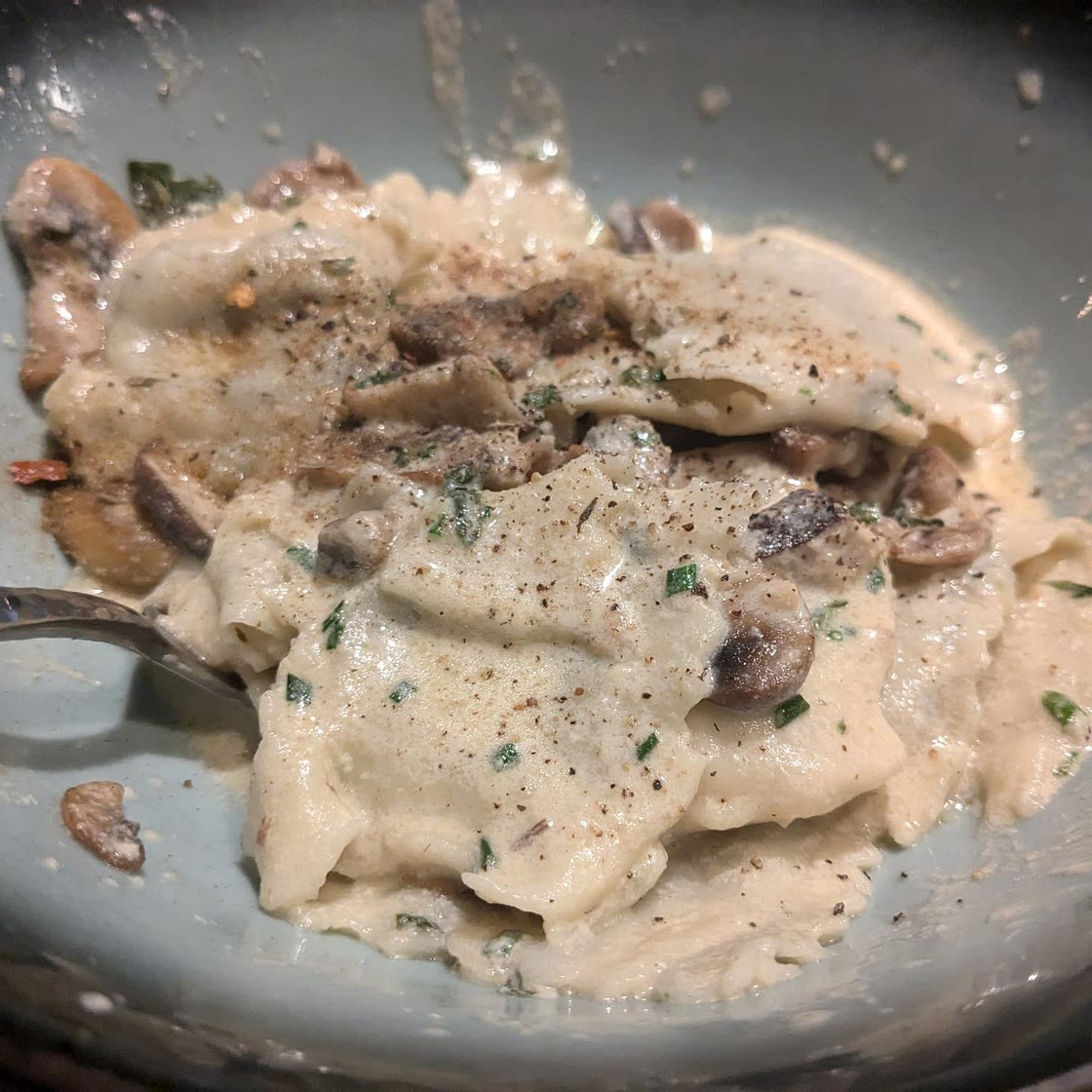 Homemade Ravioli with Goat Cheese and Spinach Filling