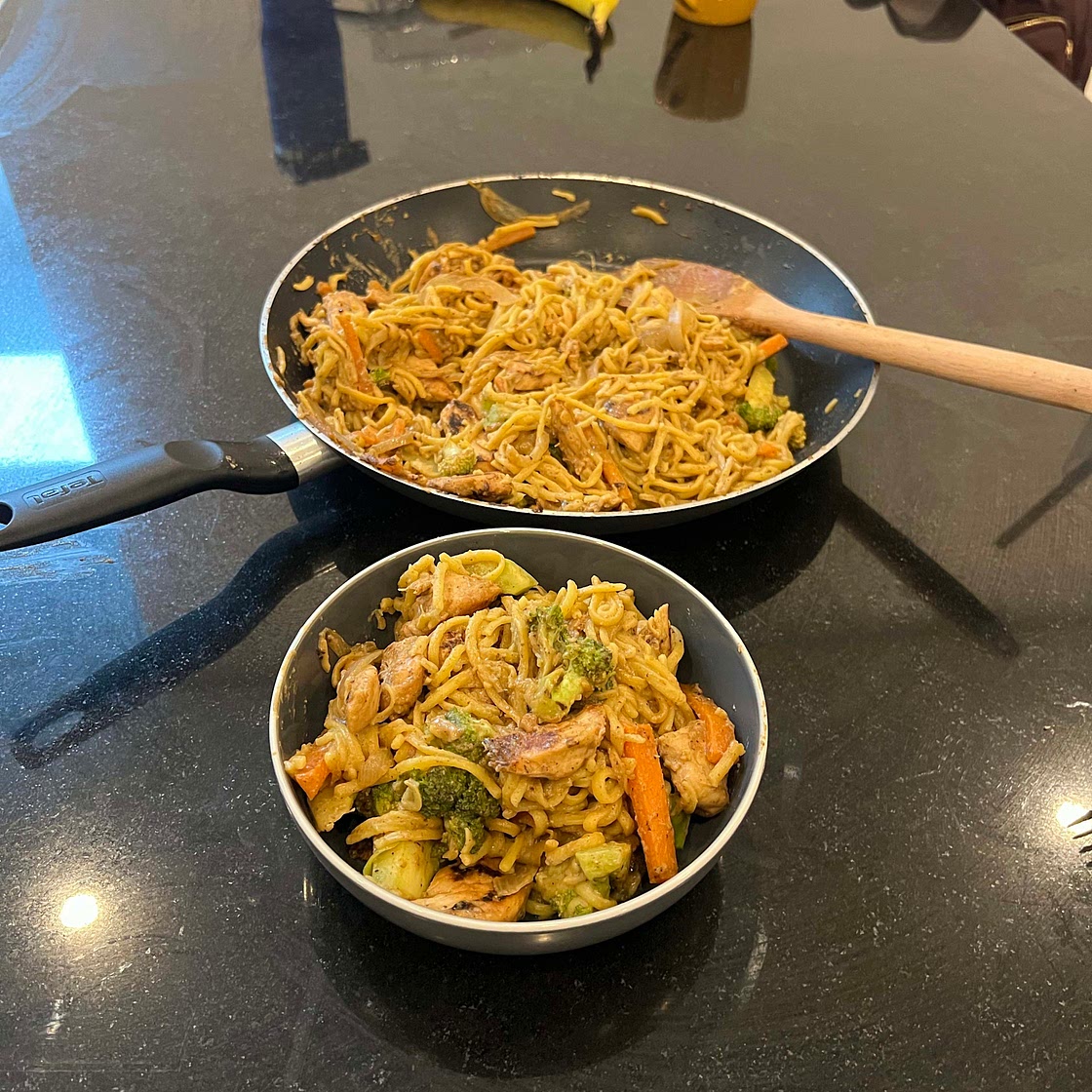 Sticky Satay Chicken Noodles