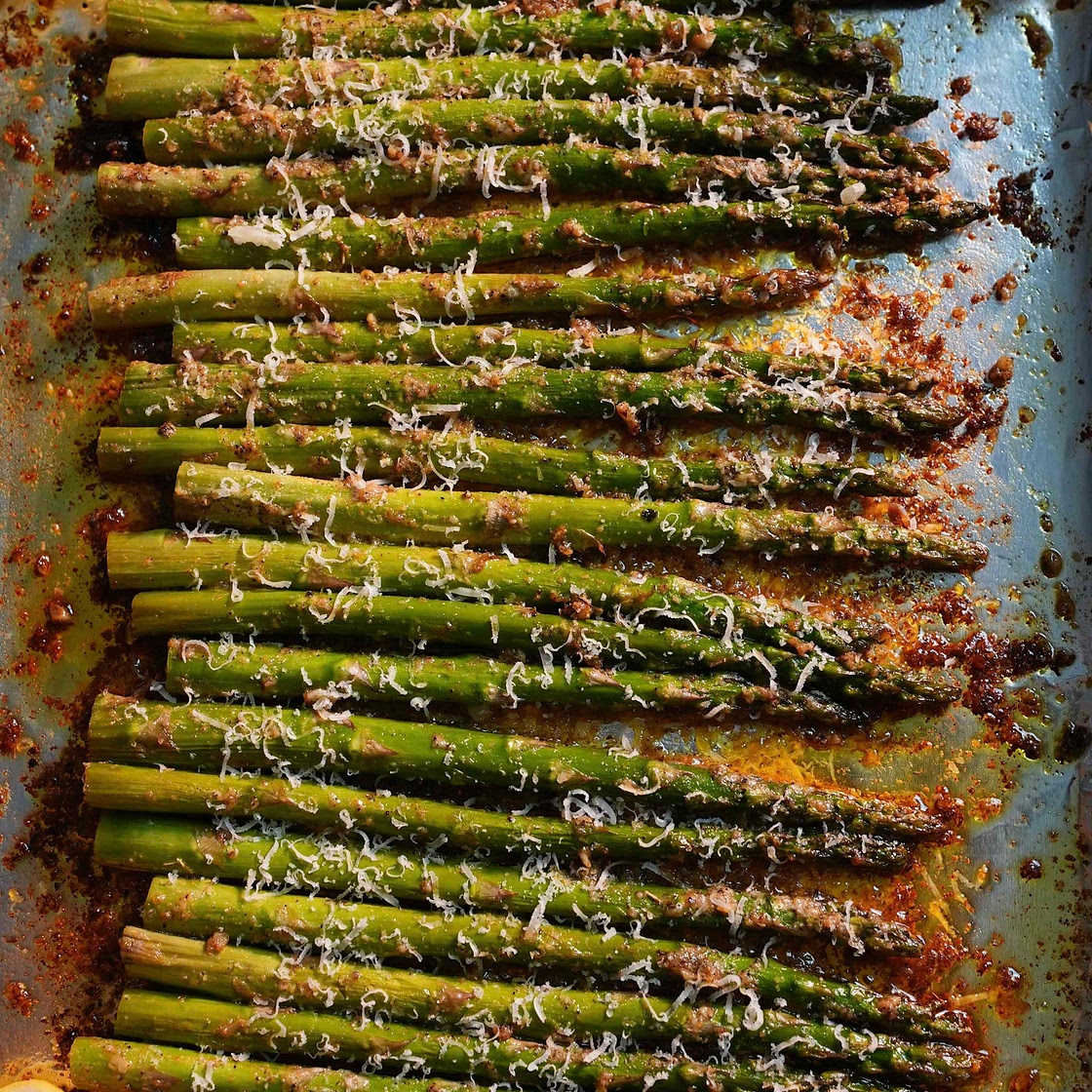 Oven Roasted Garlic Parmigiano Asparagus (family sized serving)