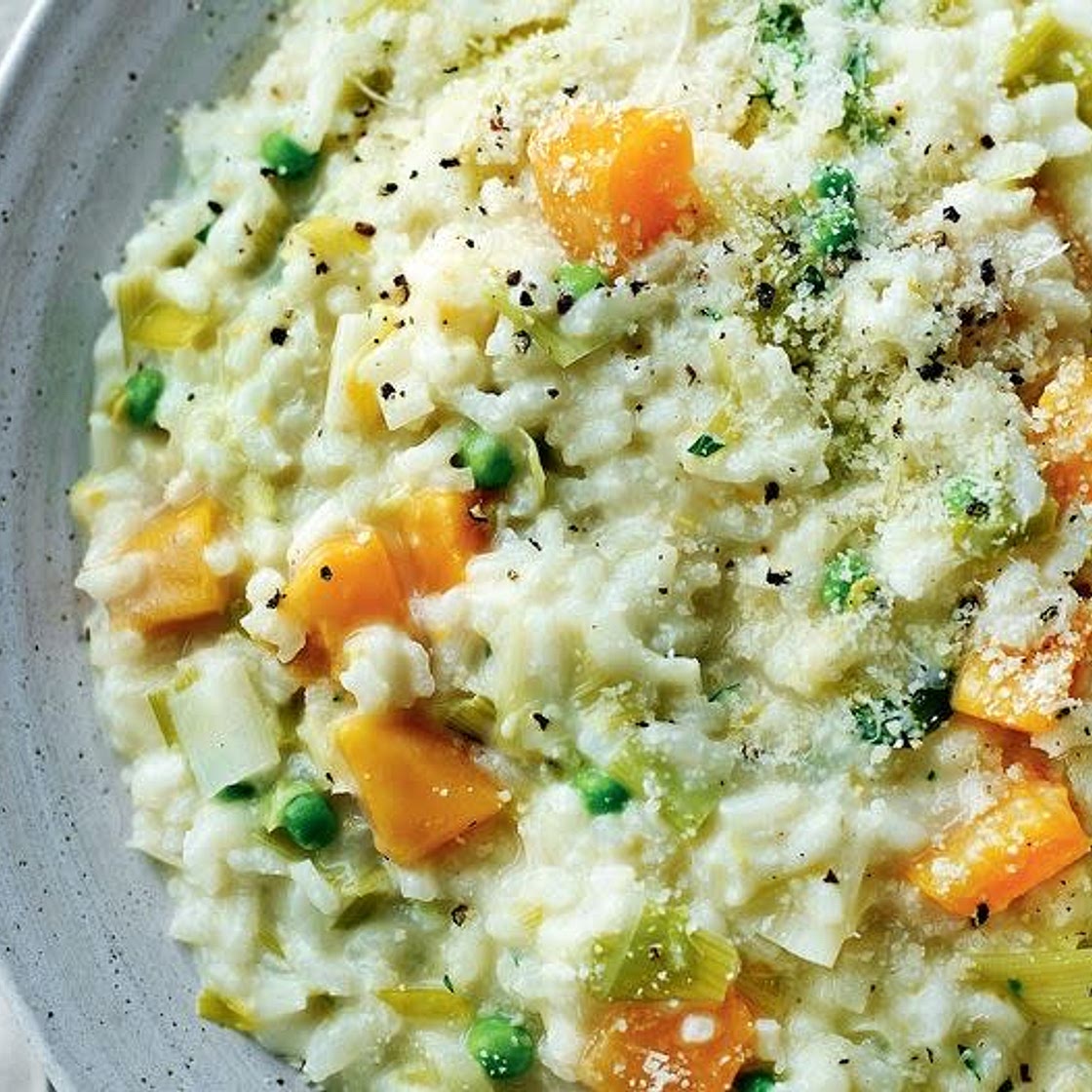 Squash, pea & sage risotto