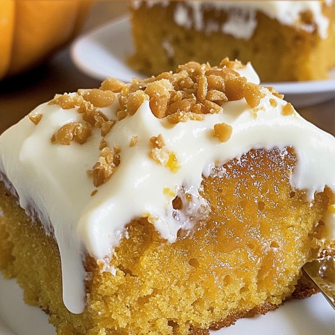Pumpkin Caramel Poke Cake
