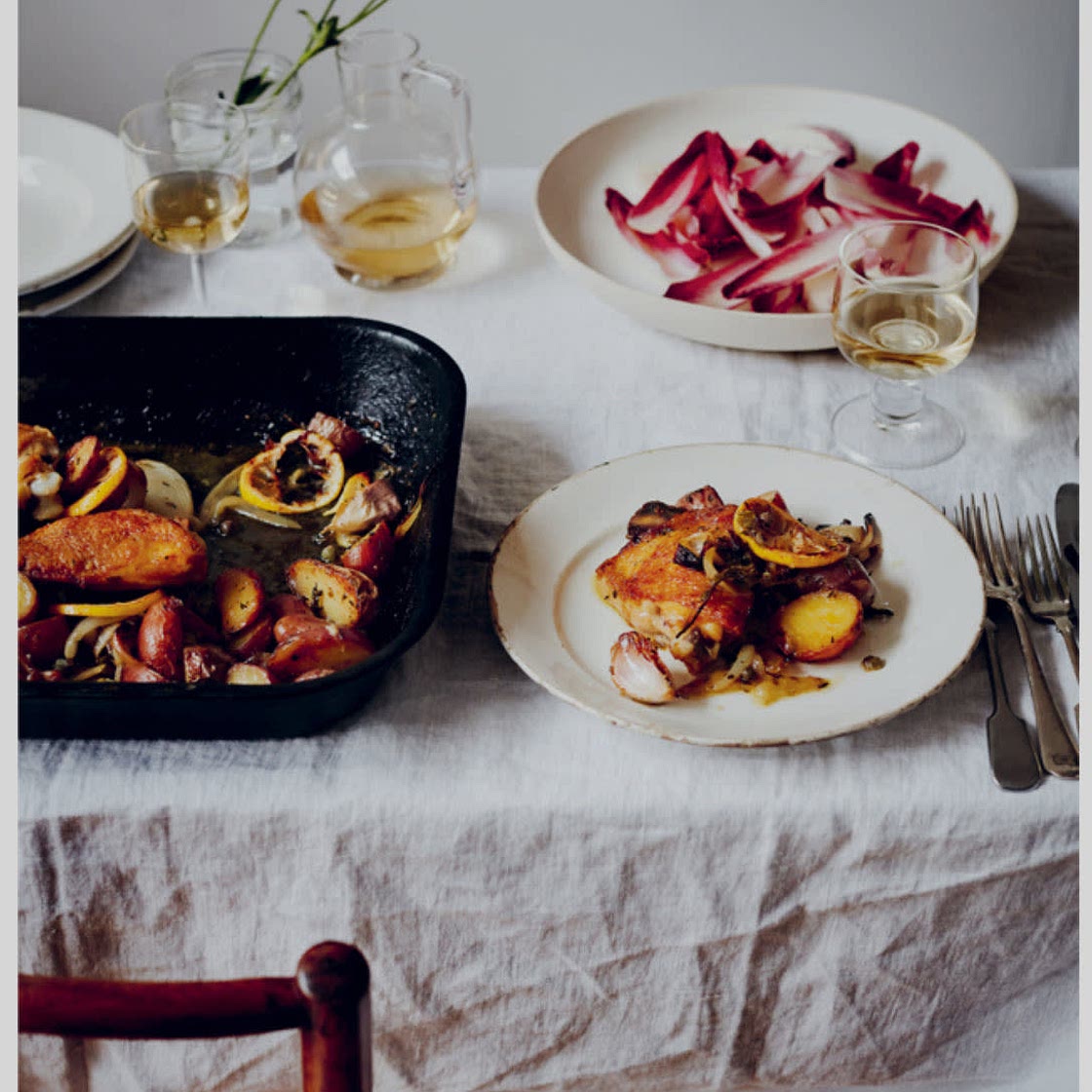 CHICKEN WITH HOT SAUSAGES & RED PEPPERS