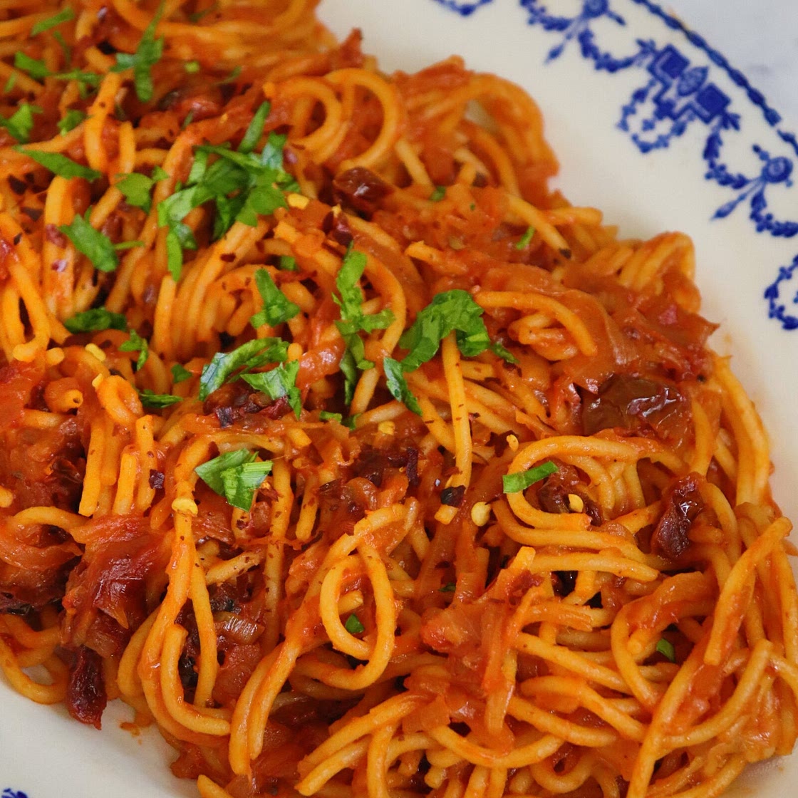 Vegan Caramelized Onion Sun-dried Tomato Pasta